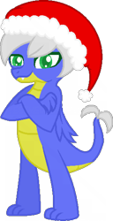 Size: 800x1558 | Tagged: safe, artist:yeetmedownthestairs, imported from derpibooru, oc, oc only, oc:azula, dragon, derpibooru community collaboration, 2023 community collab, christmas, crossed arms, dragon oc, female, hat, holiday, non-pony oc, santa hat, simple background, solo, transparent background