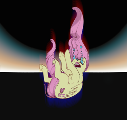 Size: 4883x4616 | Tagged: safe, artist:alumx, imported from derpibooru, fluttershy, pegasus, pony, absurd resolution, butt, crying, falling, female, flutterbutt, mare, plot, solo, underhoof