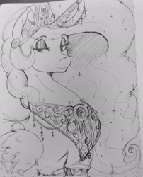 Size: 1656x2048 | Tagged: safe, artist:thelunarmoon, imported from derpibooru, princess celestia, pony, sketch, solo, traditional art