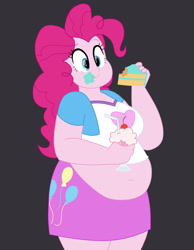Size: 2098x2698 | Tagged: safe, artist:sweetandsofty, imported from derpibooru, pinkie pie, human, equestria girls, adorafatty, bbw, belly, belly button, breasts, cake, clothes, crumbs, cupcake, cute, eating, fat, food, frosting, happy, jacket, messy eating, midriff, milkshake, obese, piggy pie, pudgy pie, skirt, sundae, thighs