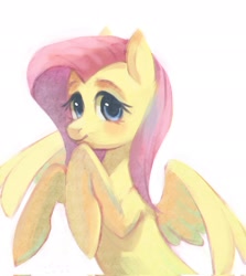 Size: 1830x2048 | Tagged: safe, artist:hichieca, imported from derpibooru, fluttershy, pegasus, pony, simple background, solo, white background