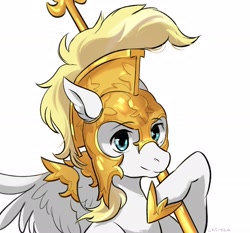 Size: 2048x1911 | Tagged: safe, artist:hichieca, imported from derpibooru, oc, oc only, pegasus, pony, armor, simple background, solo, white background