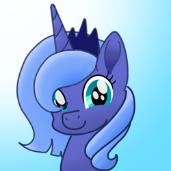 Size: 2000x2000 | Tagged: safe, artist:lunadorable, imported from derpibooru, princess luna, alicorn, pony, crown, cute, female, filly, filly luna, gradient background, jewelry, looking at you, lunabetes, regalia, smiling, solo, woona, younger