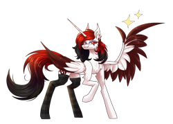 Size: 4200x3000 | Tagged: safe, artist:greenmaneheart, imported from derpibooru, oc, oc only, alicorn, pony, alicorn oc, clothes, colored wings, female, horn, mare, simple background, socks, solo, striped socks, transparent background, two toned wings, wings