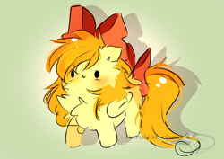 Size: 2832x2000 | Tagged: safe, artist:2pandita, imported from derpibooru, oc, oc only, oc:deliambre, pegasus, pony, bow, chibi, female, hair bow, impossibly fluffy, mare, solo, tail, tail bow