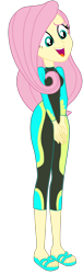 Size: 1100x3606 | Tagged: safe, artist:gmaplay, imported from derpibooru, fluttershy, human, equestria girls, clothes, fluttershy's wetsuit, simple background, solo, swimsuit, transparent background, wetsuit