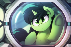 Size: 768x512 | Tagged: safe, imported from derpibooru, oc, oc only, oc:filly anon, pony, unicorn, ai content, ai generated, female, filly, solo, spaceship