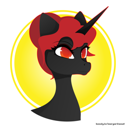 Size: 8334x8334 | Tagged: safe, artist:margaritaenot, imported from derpibooru, oc, oc only, alicorn, pony, black, bust, red eyes, simple background, solo, white background