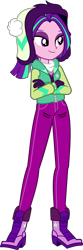 Size: 2000x6015 | Tagged: safe, artist:ajosterio, imported from derpibooru, aria blaze, human, equestria girls, equestria girls series, holidays unwrapped, spoiler:eqg series (season 2), ariabetes, boots, clothes, clothes swap, crossed arms, cute, female, gloves, hat, long sleeves, pants, shoes, simple background, solo, transparent background, winter hat, winter outfit, zipper