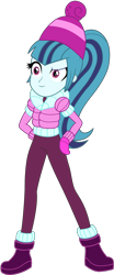 Size: 1280x3087 | Tagged: safe, artist:ajosterio, imported from derpibooru, sonata dusk, human, equestria girls, equestria girls series, holidays unwrapped, spoiler:eqg series (season 2), beanie, boots, clothes, clothes swap, cute, female, gloves, hand on hip, hat, long sleeves, pants, shoes, simple background, socks, solo, sonatabetes, transparent background, winter outfit