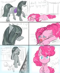 Size: 1100x1350 | Tagged: safe, artist:vera2002, imported from derpibooru, marble pie, pinkie pie, earth pony, pony, comic, crying, duo, female, syringe