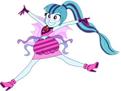 Size: 879x657 | Tagged: safe, artist:ajosterio, imported from derpibooru, sonata dusk, human, equestria girls, clothes, clothes swap, cute, female, fin wings, fins, gem, gloves, high heels, jewelry, necklace, ponied up, ponytail, shoes, simple background, siren gem, sleeveless, smiling, solo, sonatabetes, super ponied up, transparent background, wide eyes, wings