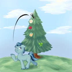Size: 4096x4096 | Tagged: safe, artist:felldeal, imported from derpibooru, earth pony, pony, series:daily drawing december, christmas, g5, holiday, magic wand, male, rufus, solo, stallion, tree