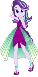 Size: 3267x6492 | Tagged: safe, artist:ajosterio, artist:punzil504, edit, imported from derpibooru, starlight glimmer, human, equestria girls, bare shoulders, blue eyes, clothes, clothes swap, cute, dress, female, glimmerbetes, hand behind back, legs, looking at you, ponied up, pony ears, shoes, simple background, sleeveless, smiling, solo, super ponied up, transparent background