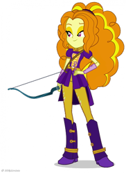 Size: 400x549 | Tagged: safe, artist:ajosterio, imported from derpibooru, adagio dazzle, human, equestria girls, friendship games, bow (weapon), clothes swap, reflex bow, simple background, solo, transparent background