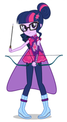 Size: 400x732 | Tagged: safe, artist:ajosterio, imported from derpibooru, sci-twi, twilight sparkle, human, equestria girls, friendship games, arrow, bow (weapon), bow and arrow, clothes swap, female, glasses, looking at you, simple background, smiling, smiling at you, solo, transparent background, weapon