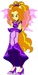 Size: 1023x1992 | Tagged: safe, artist:ajosterio, imported from derpibooru, adagio dazzle, human, dance magic, equestria girls, spoiler:eqg specials, clothes, clothes swap, dress, female, fin wings, fins, flamenco dress, gem, high heels, jewelry, necklace, pants, ponied up, pony ears, ruby, shoes, simple background, sleeveless, smiling, solo, sunset shimmer flamenco dress, transparent background, wings