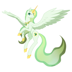 Size: 894x894 | Tagged: safe, artist:lekadema, imported from derpibooru, oc, oc only, oc:emerald sun, alicorn, alicorn oc, female, horn, simple background, solo, transparent background, wings