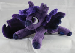 Size: 3012x2148 | Tagged: safe, artist:bastler, imported from derpibooru, oc, oc only, oc:midnight purple, bat pony, pony, bat pony oc, colored hooves, colored muzzle, irl, male, photo, plushie