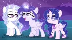 Size: 1024x569 | Tagged: safe, artist:existencecosmos188, imported from derpibooru, oc, alicorn, alicorn oc, base used, deviantart watermark, eyelashes, horn, night, obtrusive watermark, smiling, stars, watermark, wings