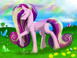 Size: 1600x1200 | Tagged: safe, artist:vera2002, imported from derpibooru, princess cadance, alicorn, pony, female, grass, solo