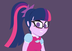 Size: 7016x4961 | Tagged: safe, artist:realgero, imported from derpibooru, sci-twi, twilight sparkle, human, equestria girls, blushing, looking at you, simple background, solo