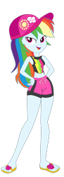 Size: 1900x5242 | Tagged: safe, artist:gmaplay, imported from derpibooru, rainbow dash, human, equestria girls, equestria girls series, forgotten friendship, bare shoulders, clothes, cute, dashabetes, sandals, simple background, sleeveless, solo, swimming trunks, swimsuit, transparent background