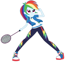 Size: 2700x2625 | Tagged: safe, artist:gmaplay, imported from derpibooru, rainbow dash, human, equestria girls, converse, cute, dashabetes, female, shoes, simple background, solo, tennis racket, transparent background, vector