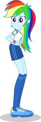 Size: 1116x3265 | Tagged: safe, artist:dustinwatsongkx, imported from derpibooru, rainbow dash, human, equestria girls, equestria girls series, sock it to me, spoiler:eqg series (season 2), cute, dashabetes, female, simple background, soccer uniform, solo, transparent background, vector, worried