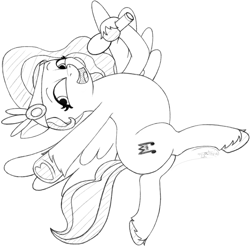 Size: 2048x2048 | Tagged: safe, artist:soctavia, imported from derpibooru, pipp petals, pegasus, pony, adorapipp, cute, female, flying, g5, mare, microphone, my little pony: tell your tale, open mouth, open smile, singing, sketch, smiling, solo, wings