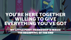 Size: 1920x1080 | Tagged: safe, edit, edited screencap, editor:quoterific, imported from derpibooru, screencap, applejack, fluttershy, king sombra, pinkie pie, rainbow dash, rarity, twilight sparkle, the beginning of the end, mane six