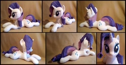 Size: 2406x1240 | Tagged: safe, artist:littlefairyswonders, imported from derpibooru, rarity, pony, irl, lying down, photo, plushie, prone, solo