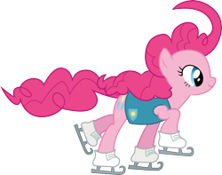Size: 3808x3000 | Tagged: safe, artist:cloudy glow, imported from derpibooru, pinkie pie, pony, winter wrap up, .ai available, ice skates, simple background, solo, transparent background, vector
