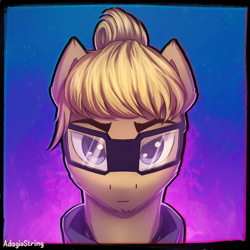 Size: 2000x2000 | Tagged: safe, artist:adagiostring, imported from derpibooru, oc, oc only, oc:donnik, pony, bust, commission, glasses, looking at you, male, portrait, solo, your character here