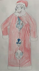 Size: 1170x2148 | Tagged: safe, artist:powerpup97, imported from derpibooru, trixie, christmas, clothes, costume, everest (paw patrol), holiday, larimar, luea, paw patrol, santa costume, traditional art