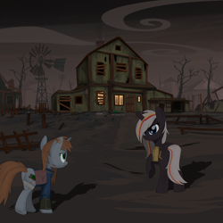 Size: 2000x2000 | Tagged: safe, artist:dddromm, imported from derpibooru, oc, oc only, oc:littlepip, oc:velvet remedy, pony, unicorn, fallout equestria, duo, fanfic art, female, high res, horn, mare, unicorn oc