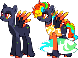 Size: 1493x1113 | Tagged: safe, artist:kurosawakuro, imported from derpibooru, oc, pegasus, base used, colored wings, female, mare, multicolored wings, offspring, parent:rainbow dash, parent:soarin', parents:soarindash, simple background, solo, surfboard, transparent background, wings