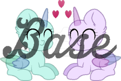 Size: 400x267 | Tagged: safe, artist:existencecosmos188, imported from derpibooru, oc, oc only, alicorn, pony, alicorn oc, base, duo, eyelashes, eyes closed, female, heart, horn, lying down, mare, obtrusive watermark, prone, simple background, transparent background, watermark, wings