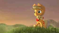 Size: 1280x720 | Tagged: safe, artist:cutthroadstreak, imported from derpibooru, applejack, 3d, animated, commission, female, grass, hill, male, source filmmaker, webm, ych example, your character here