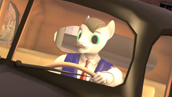 Size: 1280x720 | Tagged: safe, artist:korizen, imported from derpibooru, oc, oc:kertz schmane, anthro, earth pony, 3d, car, clothes, driving, solo, source filmmaker, suit