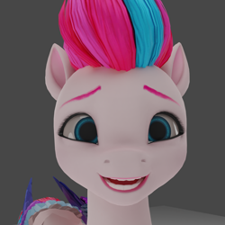 Size: 1920x1920 | Tagged: safe, imported from derpibooru, zipp storm, pegasus, pony, 3d, adorazipp, bust, cute, female, g5, gray background, grin, looking at you, mare, my little pony: a new generation, open mouth, simple background, smiling, solo