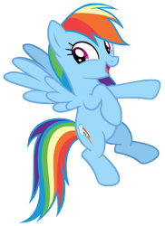 Size: 6876x9437 | Tagged: safe, artist:andoanimalia, imported from derpibooru, rainbow dash, pegasus, pony, non-compete clause, absurd resolution, female, mare, open mouth, open smile, simple background, smiling, solo, spread wings, transparent background, vector, wings