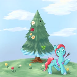 Size: 4096x4096 | Tagged: safe, artist:felldeal, imported from derpibooru, earth pony, pony, series:daily drawing december, g5, jazz hooves, solo, tree