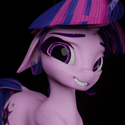 Size: 2048x2048 | Tagged: safe, artist:saphire-systrine, artist:valiant studios, imported from derpibooru, oc, oc only, oc:twilight (dimensional shift), alicorn, pony, 3d, 3d model, alicorn oc, blender, blender eevee, cute, cycles render, floppy ears, freckles, horn, solo, vs twi, wings