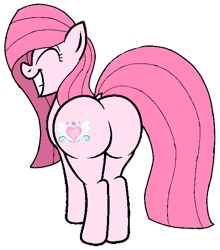 Size: 512x583 | Tagged: safe, artist:noi kincade, imported from derpibooru, oc, oc only, oc:annisa trihapsari, earth pony, pony, adorasexy, alternate hairstyle, annibutt, butt, cute, earth pony oc, female, grin, gritted teeth, happy, large butt, long hair, long mane, long tail, mare, plot, sexy, simple background, smiling, solo, tail, teeth, the ass was fat, transparent background
