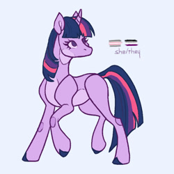 Size: 700x700 | Tagged: safe, artist:frostedsoul, derpibooru exclusive, imported from derpibooru, twilight sparkle, pony, unicorn, asexual, asexual pride flag, demigirl, demigirl pride flag, headcanon, lgbt headcanon, pride, pride flag