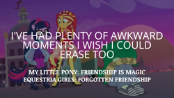 Size: 1920x1080 | Tagged: safe, edit, edited screencap, editor:quoterific, imported from derpibooru, screencap, sunset shimmer, wallflower blush, human, equestria girls, equestria girls series, forgotten friendship