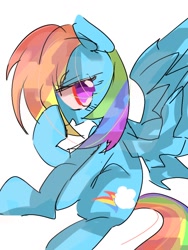 Size: 768x1024 | Tagged: safe, artist:pnpn_721, imported from derpibooru, rainbow dash, pegasus, pony, female, looking at you, mare, simple background, solo, spread wings, white background, wings