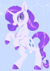 Size: 1075x1518 | Tagged: safe, artist:stacy_165cut, imported from derpibooru, rarity, pony, unicorn, abstract background, blue background, female, horn, looking at you, mare, open mouth, simple background, solo