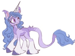 Size: 640x477 | Tagged: safe, artist:beckydoki, imported from derpibooru, izzy moonbow, pony, unicorn, alternate design, female, g5, leonine tail, long tail, mare, redesign, simple background, solo, tail, white background